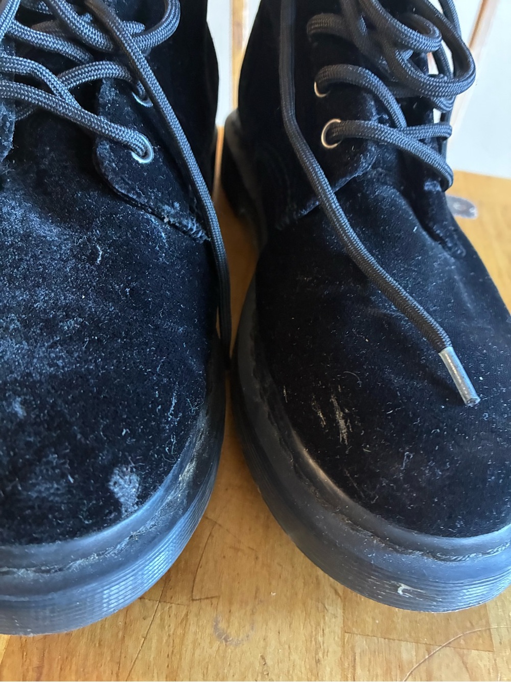 Dr. Martens Black Velvet Lace-Up Combat Boots - Picture 6 of 8